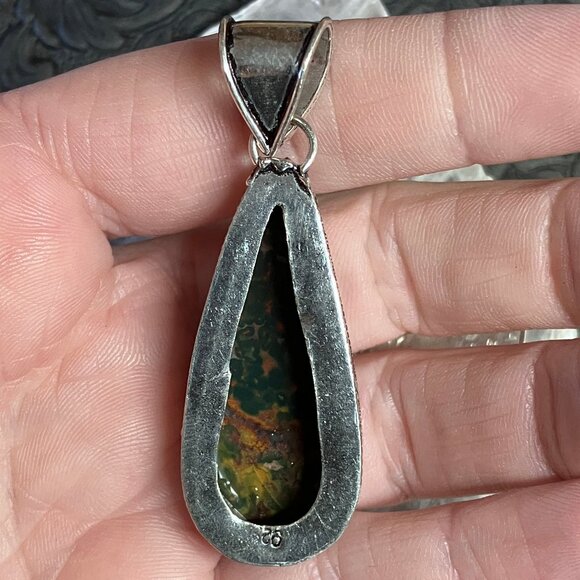 Antique Styled Heliotrope Bloodstone Pendant Stone Crystal Jewelry - Picture 7 of 10
